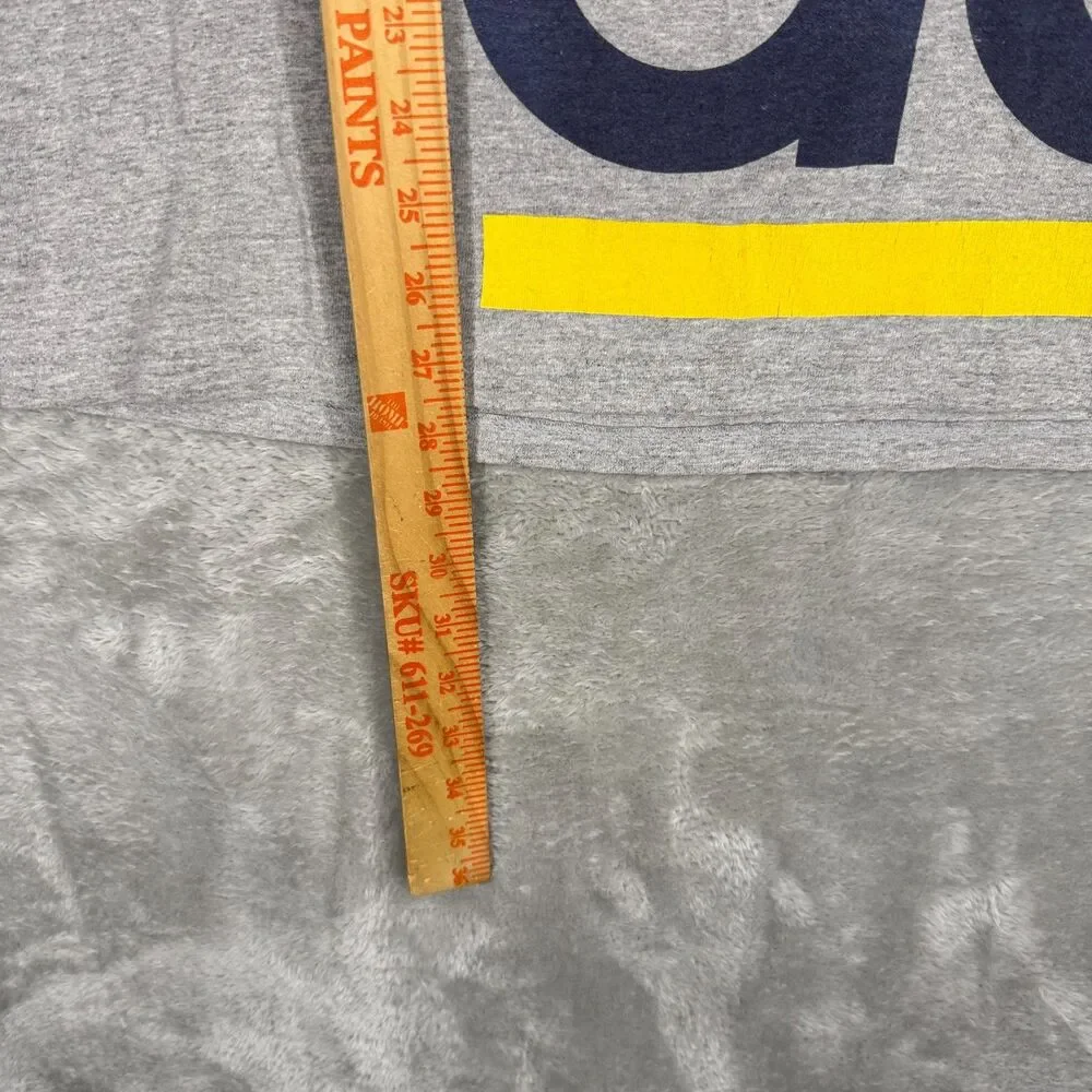 Vtg Adidas T-Shirt Mens Medium Gray Spellout Logo Wrap Around Crewneck Tee Y2K